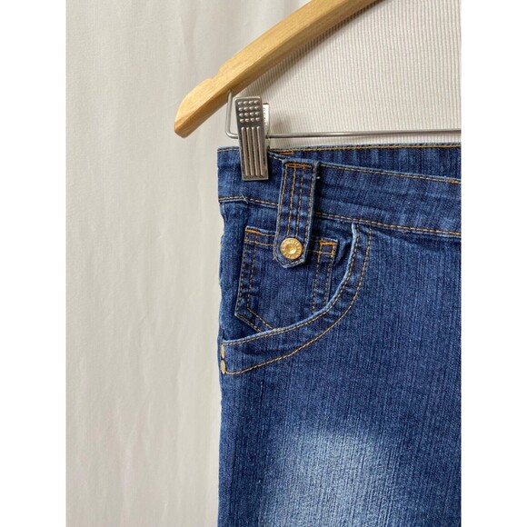 SouthPole Girls Capri Jeans Blue and Gold Embroidered 5 Pocket Size 14 X 20.5 - Picture 6 of 15